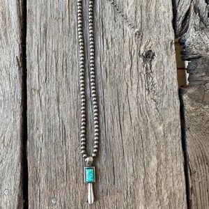 Navajo Peal Necklace w/ Turquoise Squash